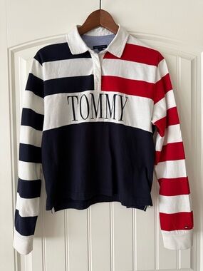 Tommy Hilfiger Rugby Shirt.  Colour block. Vintage. Size M. Stripes.